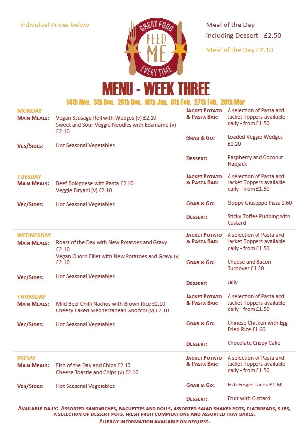 Aylestone School - Aylestone Menu Information